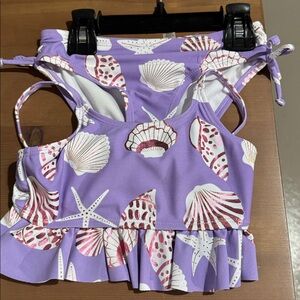 Purple Seashell Print girls Bikini Set